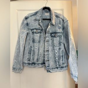 Acid Wash Distressed Jean Jacket